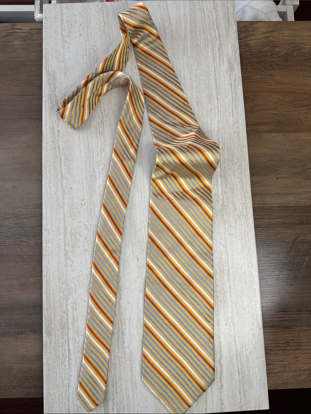 Striped Yellow and Orange Men's Silk Tie